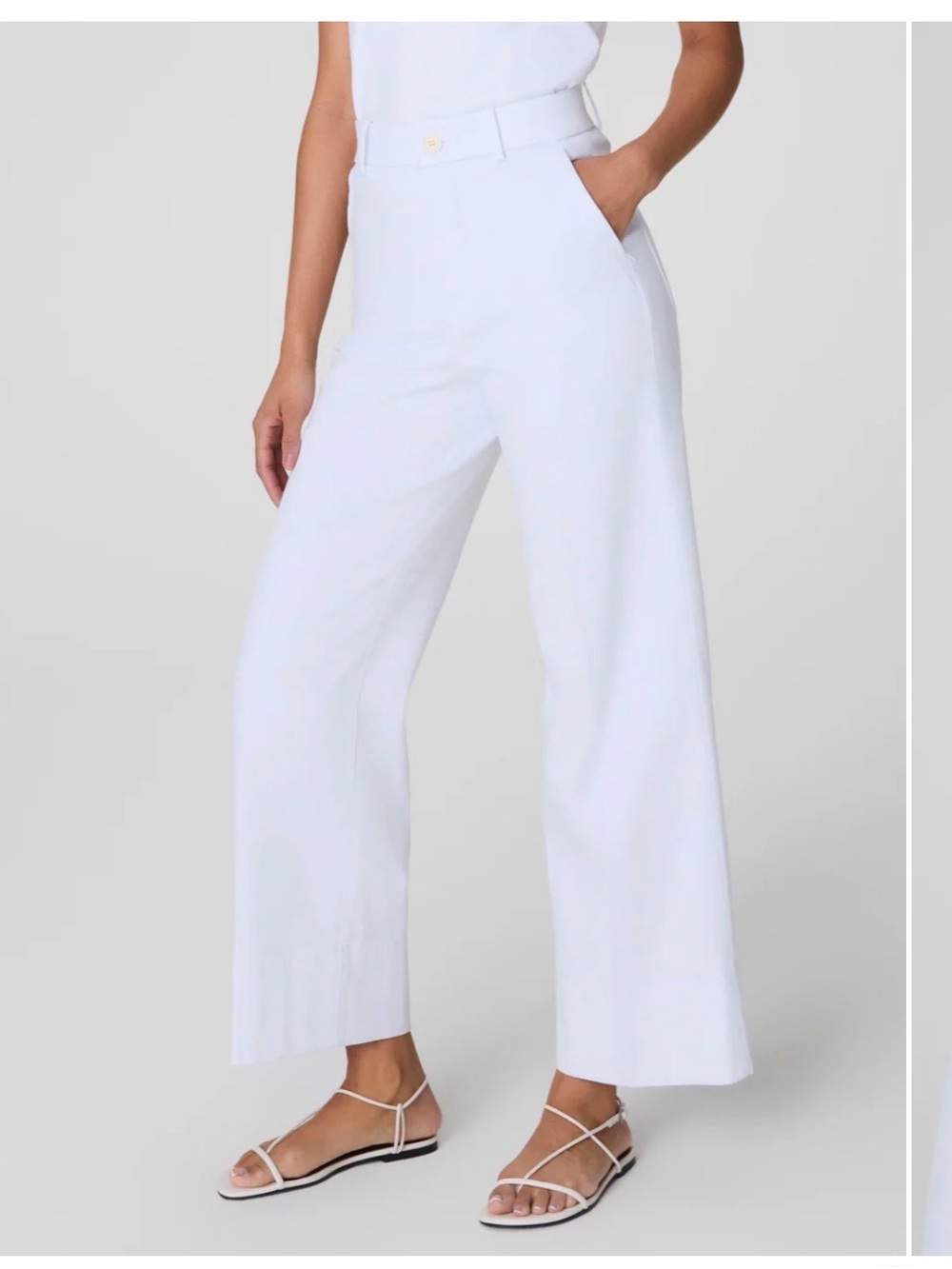 SPANX White Wide-Leg High-Rise Trousers